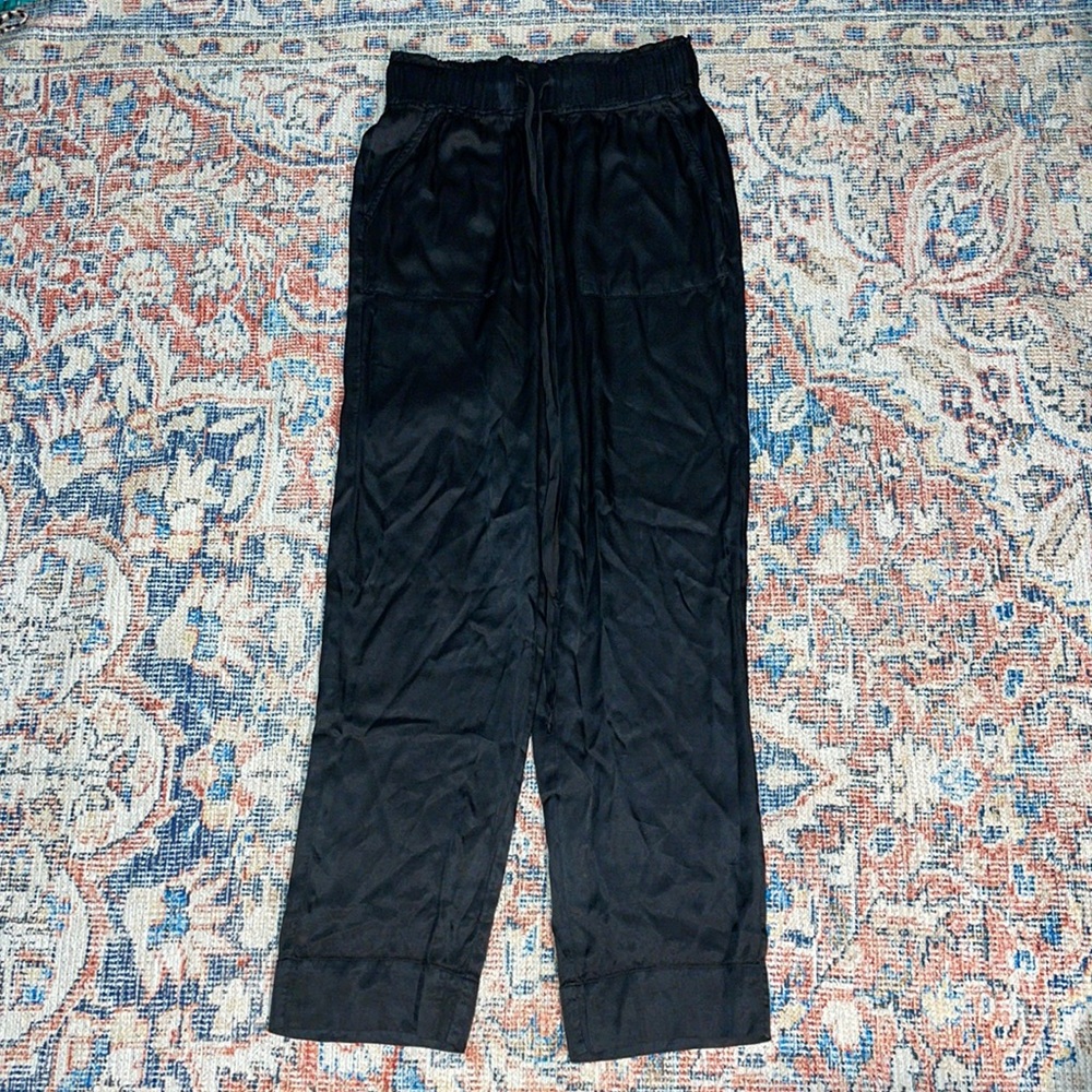 Tina + Jo Black Silky Drawstring Waist Track Pants SZ XS EUC
